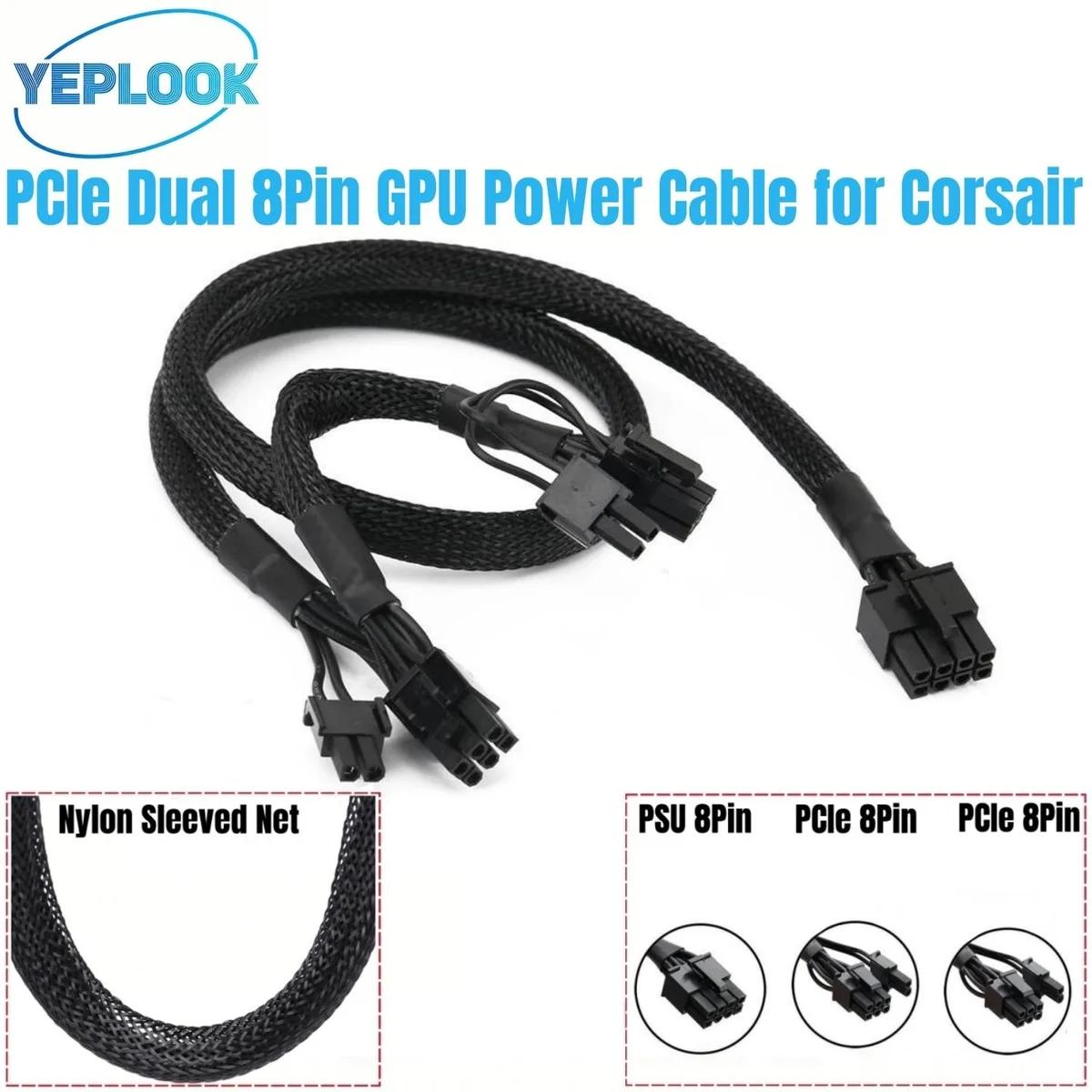 YEPLOOK YEPLOOK Dual PCIe 8Pin 6+2 GPU Power Cable for Corsair CX Modular Power — product photo