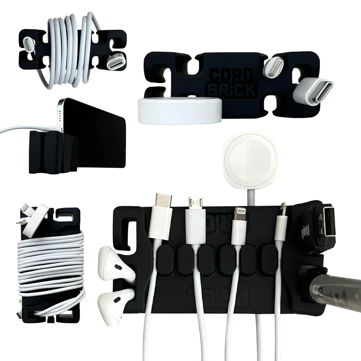  CordBrick Weighted Cord Holder Bundle with DeskBrick Black 5.6x2.5x1.2 in 13.5 oz — product photo
