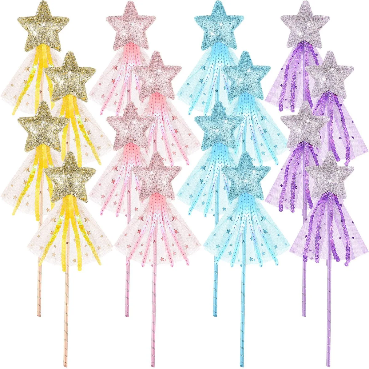8 Pcs Fairy Wands Star Glitter Princess Wands 11 x 2.75 in — product photo