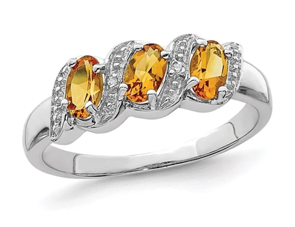 Gem &amp; Harmony Gem &amp; Harmony 1/2 Carat Three Stone Citrine Ring 925 Sterling Silver .55 ct — product photo