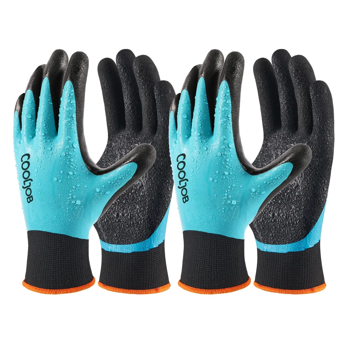  COOLJOB Waterproof Gloves Blue Medium 15 gauge 2 Pairs — product photo