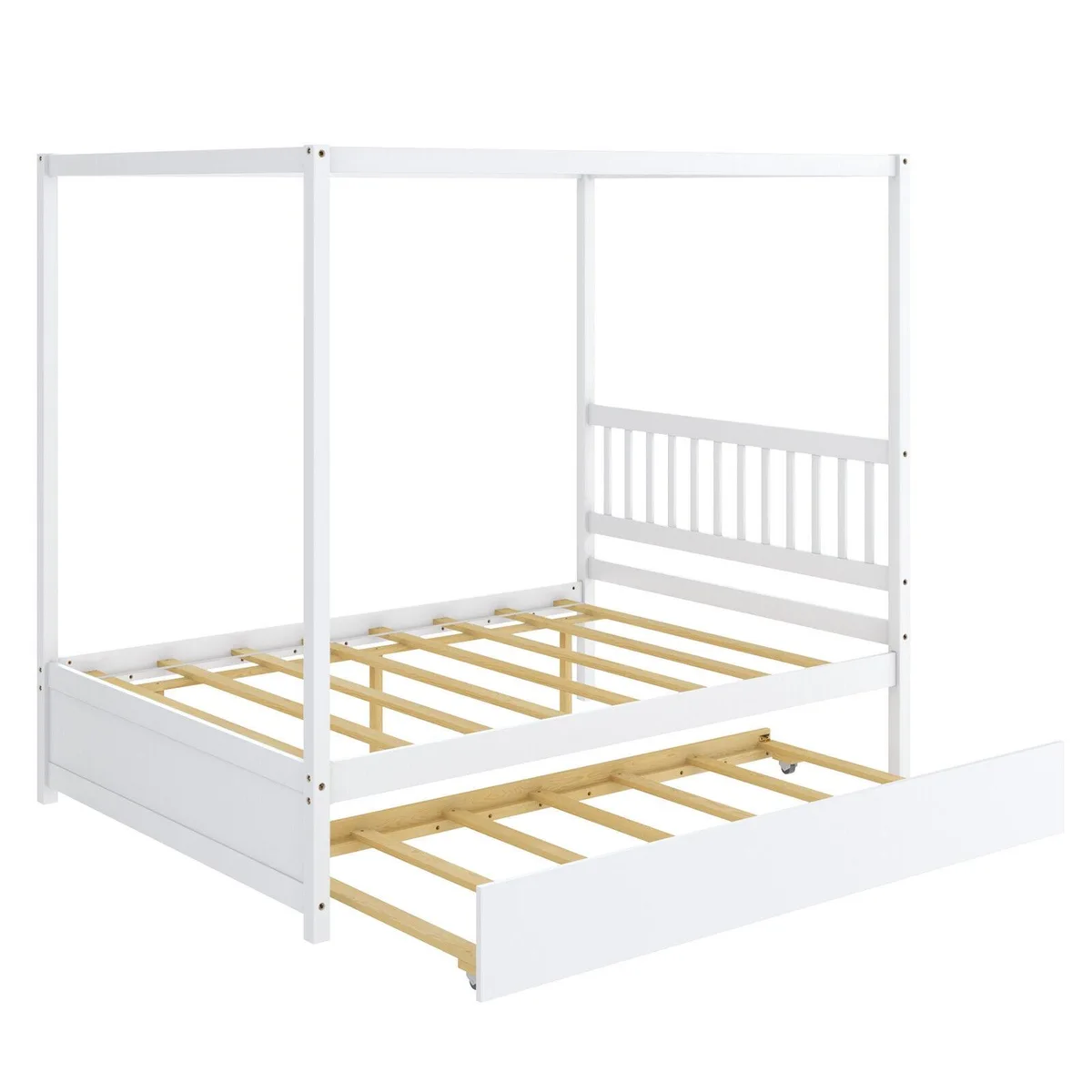 SlickBlue SlickBlue Full Canopy Bed with Trundle White 79.5" x 57" x 72 — product photo