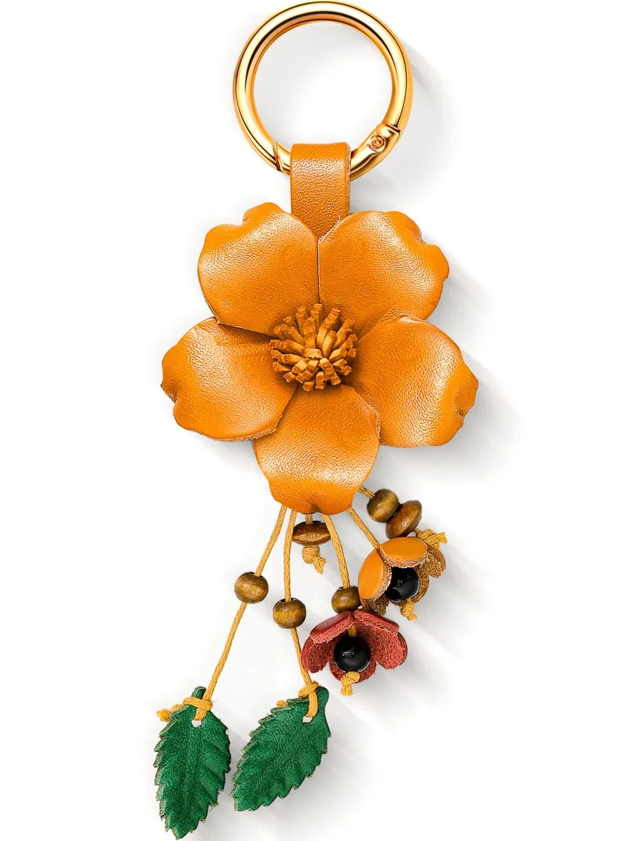  Viator Gear Boho Leather Flower Tassel Keychain Yellow — product photo