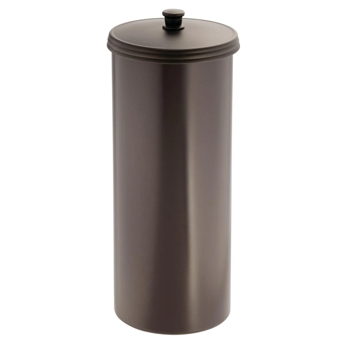 Bronze freestanding toilet paper holder with lid and knob