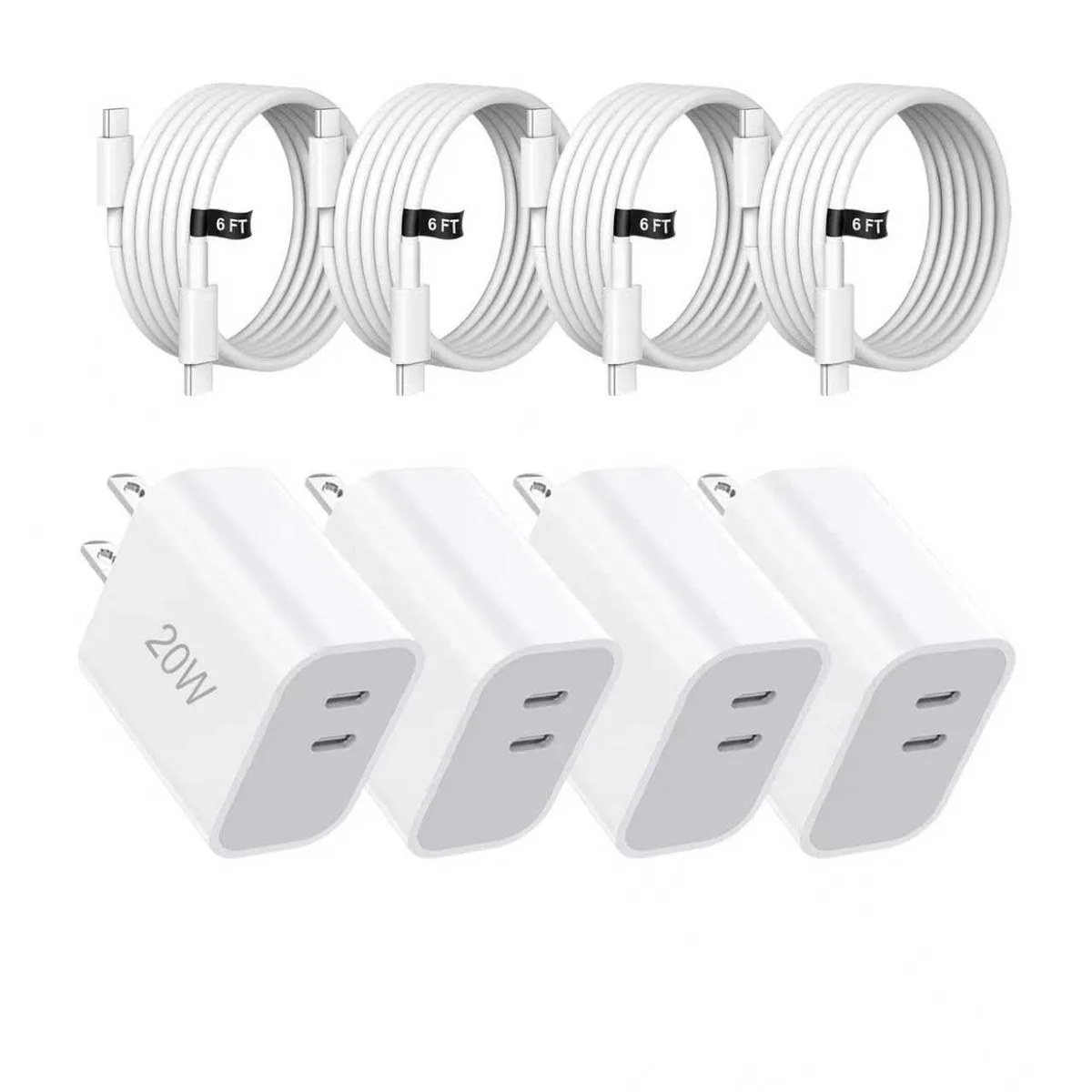  ZOVARIN OFS-721B Dual Port USB C Charger 20W White with 6FT Cable — product photo