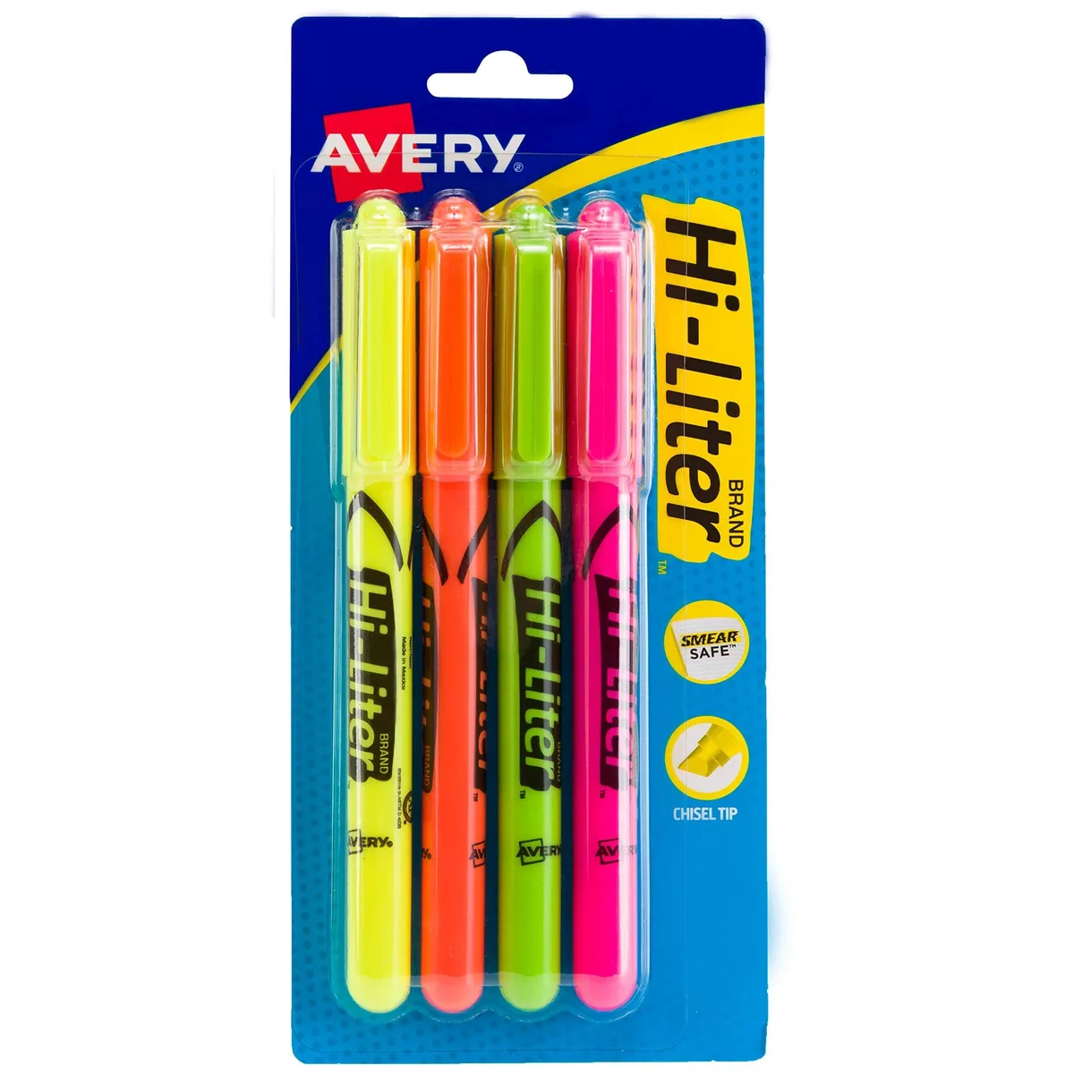  Avery Hi-Liter Pen-Style Highlighters Chisel Tip 4 Assorted Colors 23545 — product photo