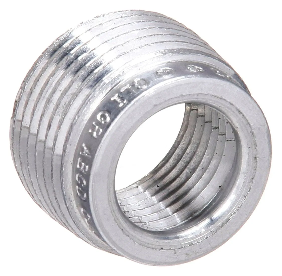 Aluminium threaded reducing bushing, plain finish, 1 1/4 in long