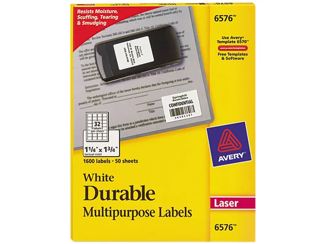 Avery Avery 6576 Permanent ID Laser Labels White 1600/Pack — product photo