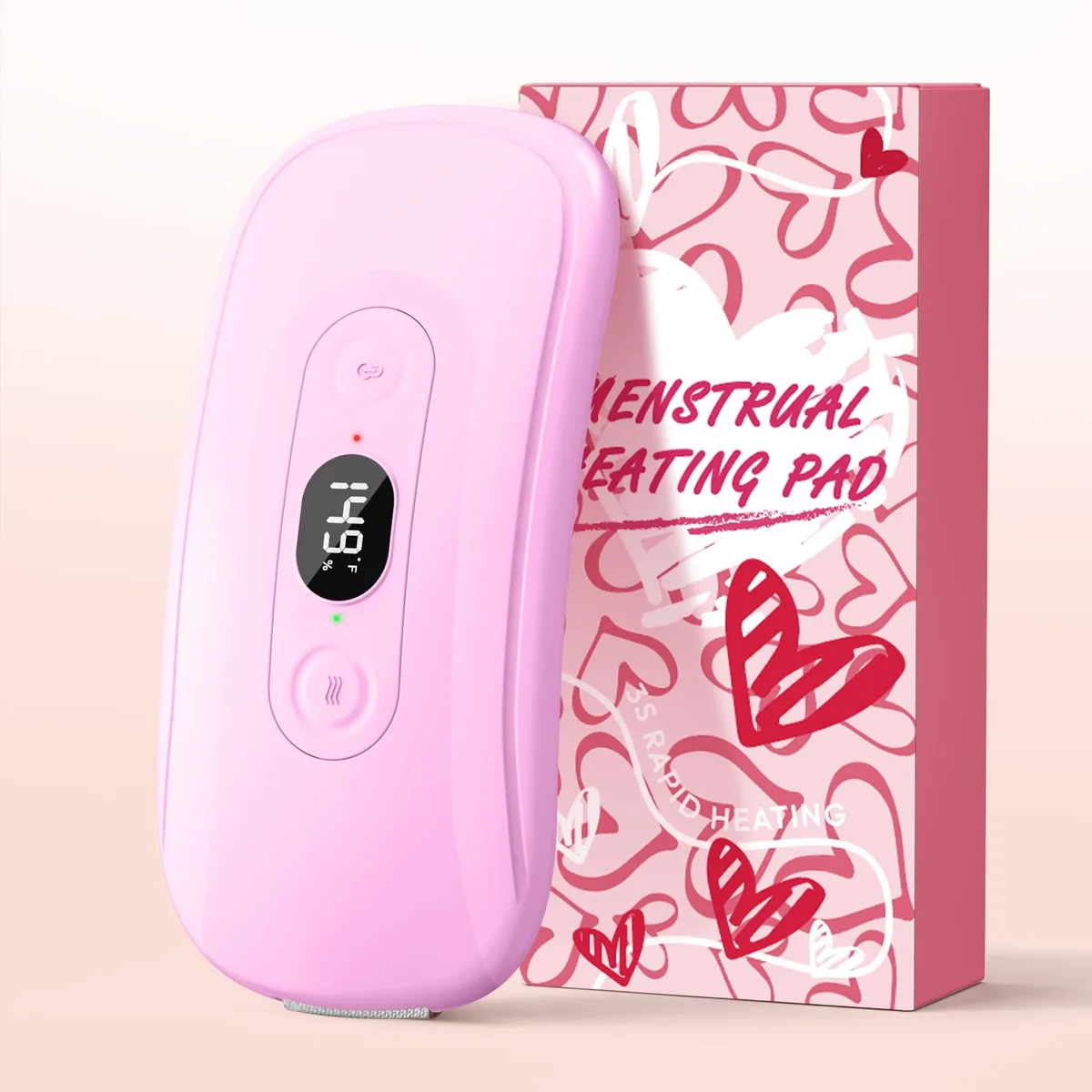 Hirane Portable Heating Pad Pink 6 Heat Levels 6 Vibration Modes Cordless — product photo