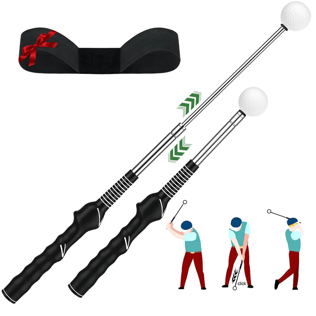  Retractable Golf Swing Trainer &amp; Grip Trainer w/ Extra Long Body Right Hand — product photo