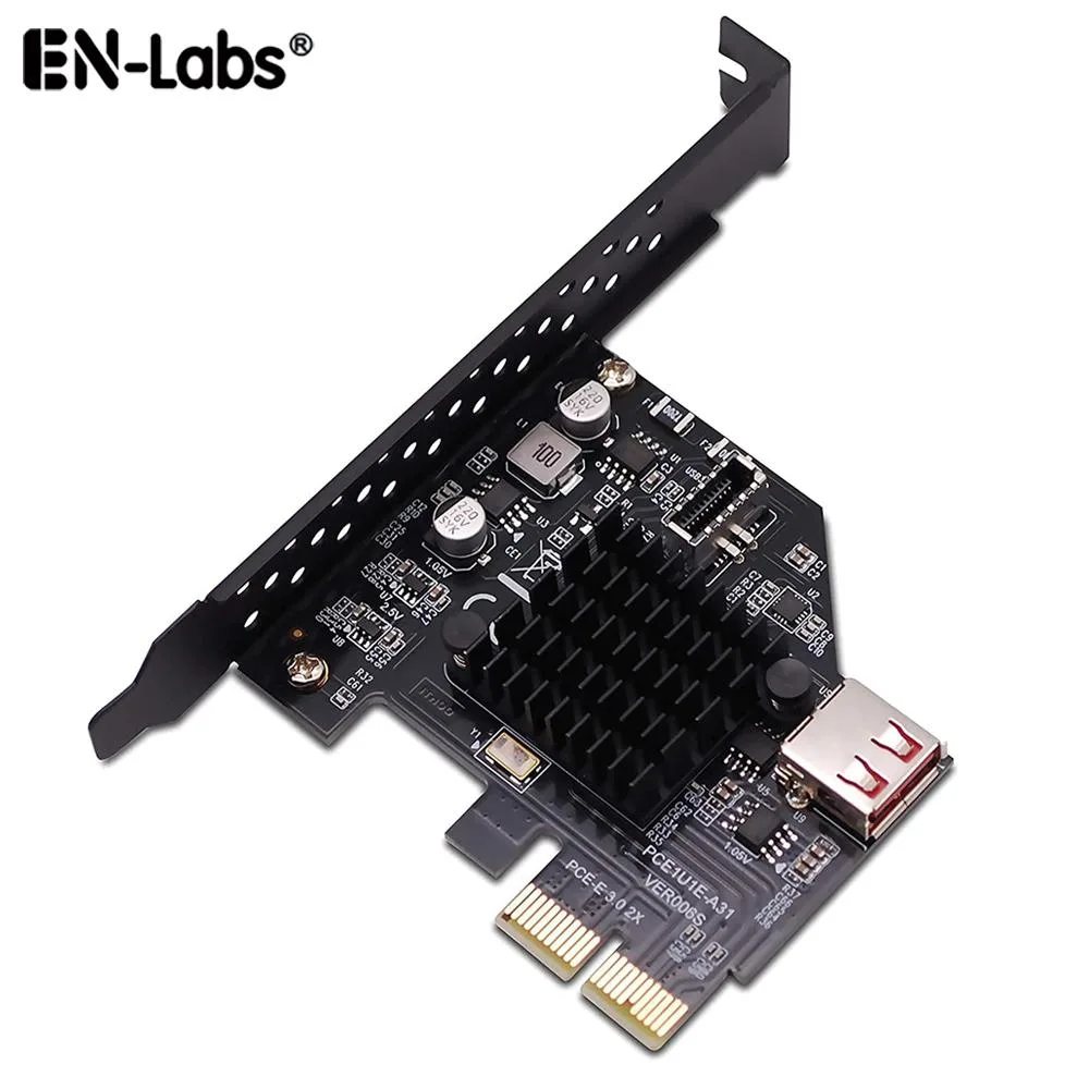 EN-Labs EN-Labs PCIe to USB 3.2 20-Pin Header Card with USB 2.0 Type-A & Full-Profile Bracket — product photo