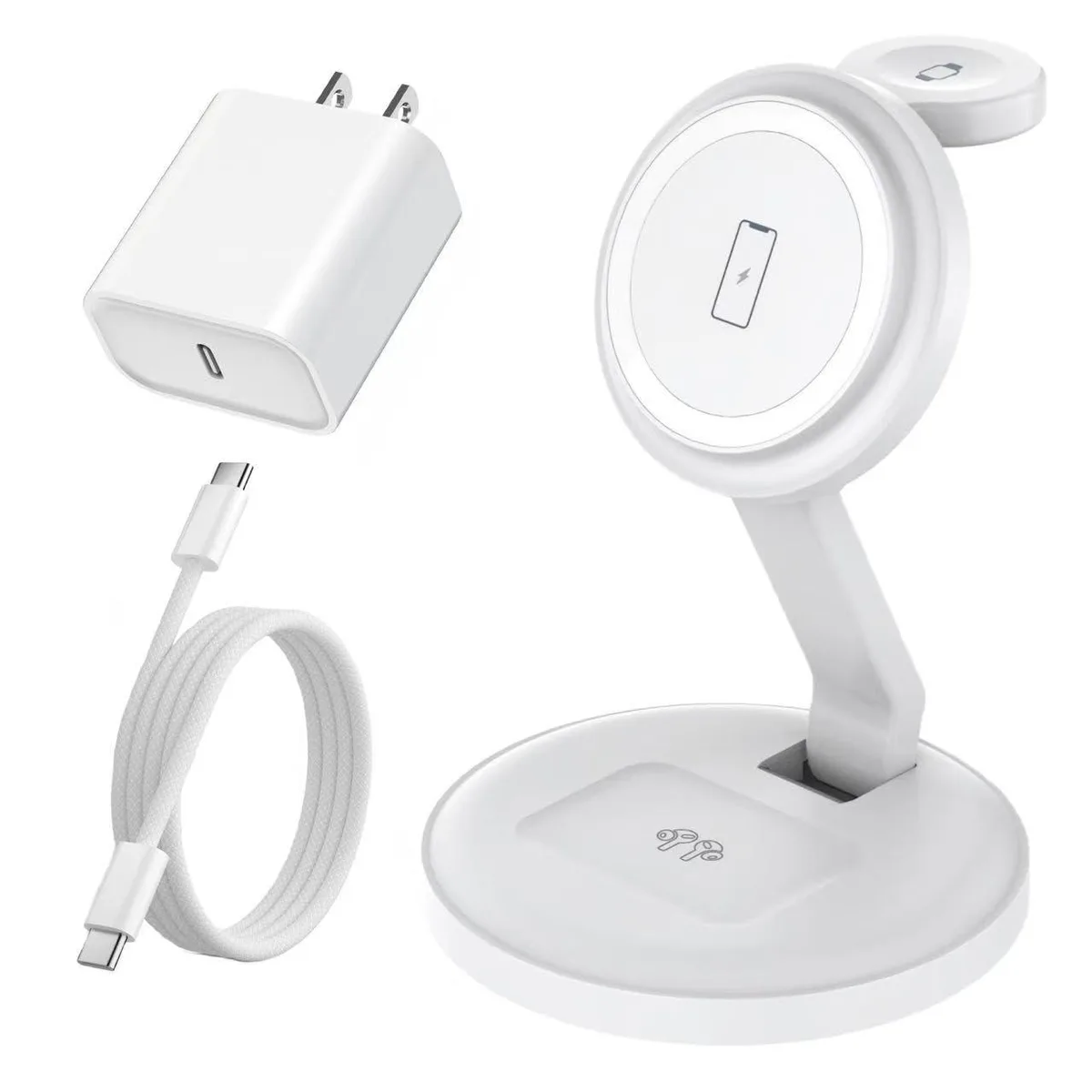  Rvelon WL303 15W 3-in-1 Magnetic Wireless Charger Stand White — product photo