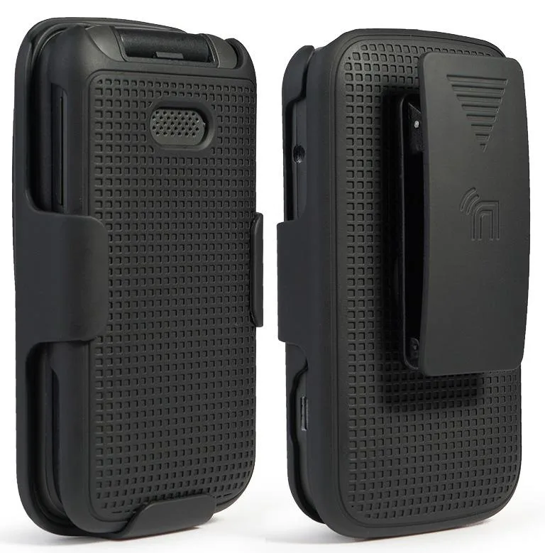 Nakedcellphone Nakedcellphone Grid Case + Belt Clip Holster Combo Black 13-position Alcatel Smartflip Go Flip 3 2019 — product photo