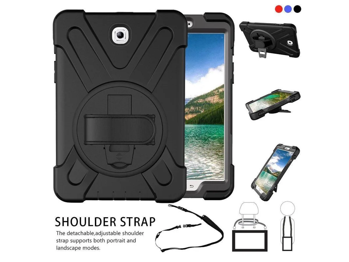BONAEVER BONAEVER Galaxy Tab S2 9.7 Case SM-T810/813/815/817/818/819 Shockproof Rotatable Stand Shoulder Strap Black — product photo