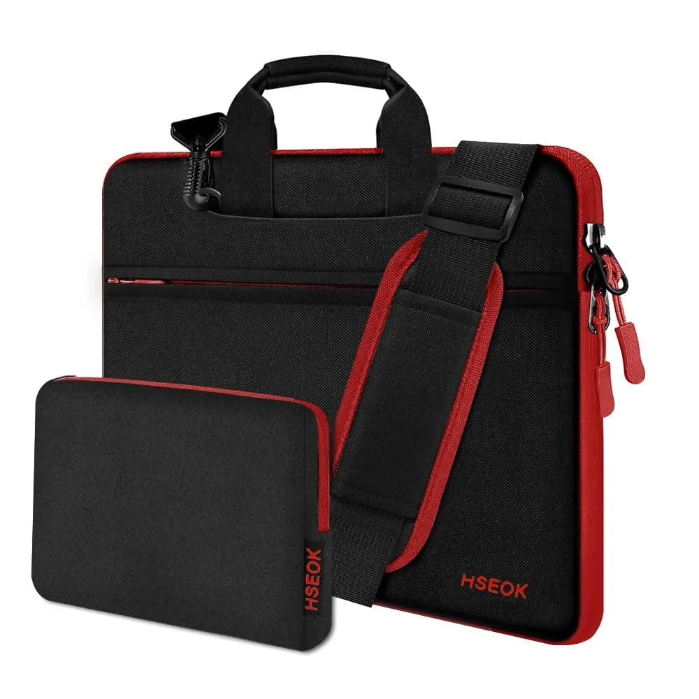  Hseok Laptop Shoulder Bag 13-14 inch Red Zipper — product photo