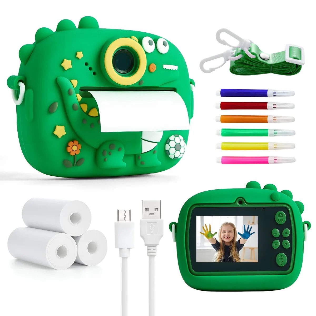  Kodak Z13 Instant Print Camera Kit 2.4in 1080p Green — product photo
