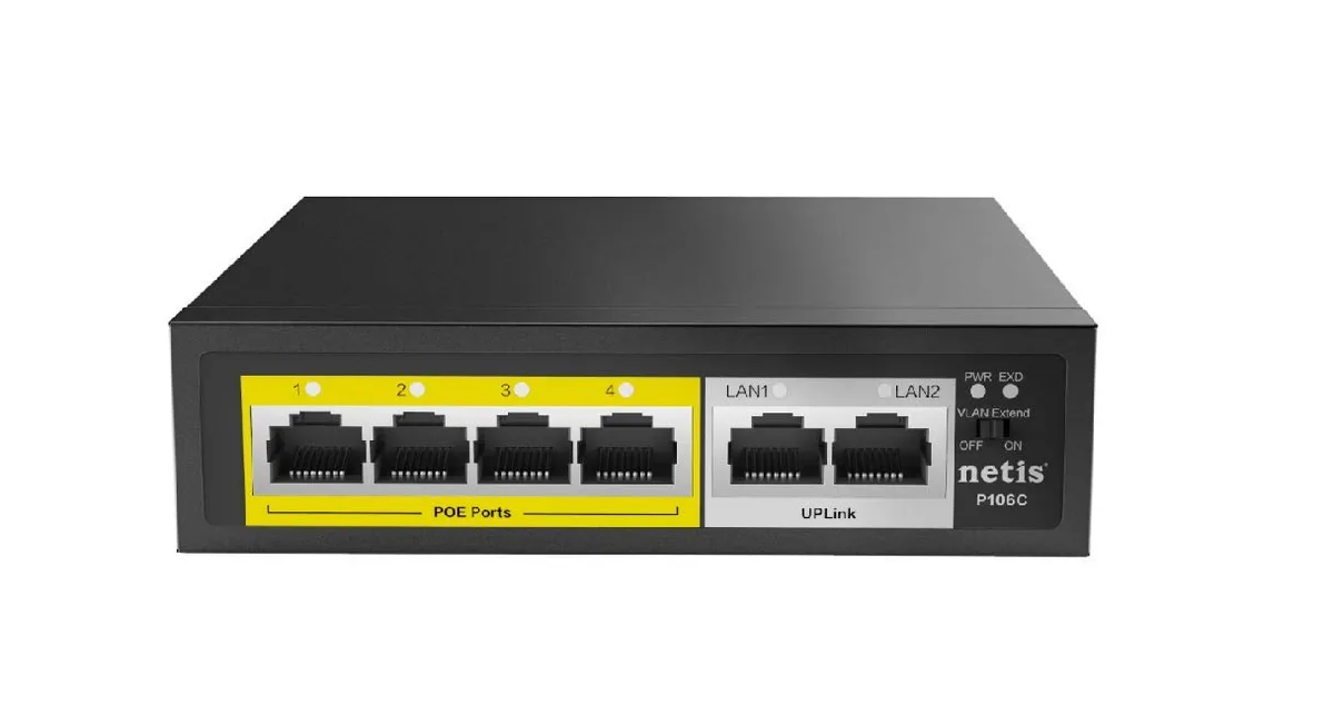 Netis Systems Netis Systems P106C 6-port 100M Fast Ethernet PoE+ switch 65W handheld pcs accessory — product photo