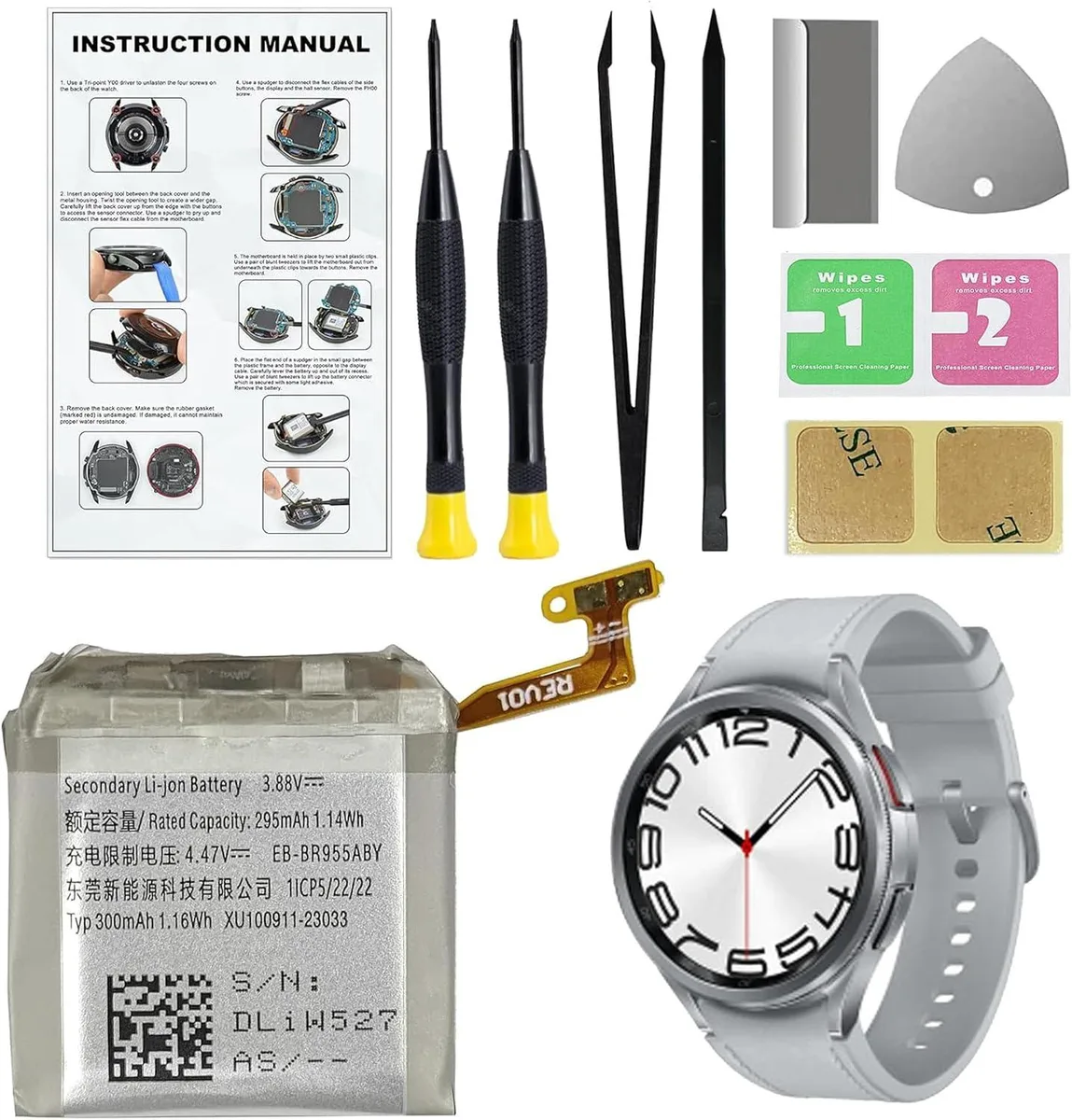 ETEIZU ETEIZU Smartwatch Battery Kit Galaxy Watch 6 Classic 43mm SM-R950 SM-R955 with Toolkit — product photo