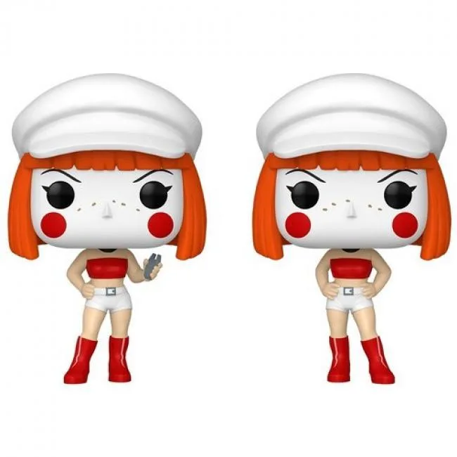 Two matching vinyl figures of the Dee Dee Twins in stylised Batman Beyond villain costumes, each about 4.4 inches tall