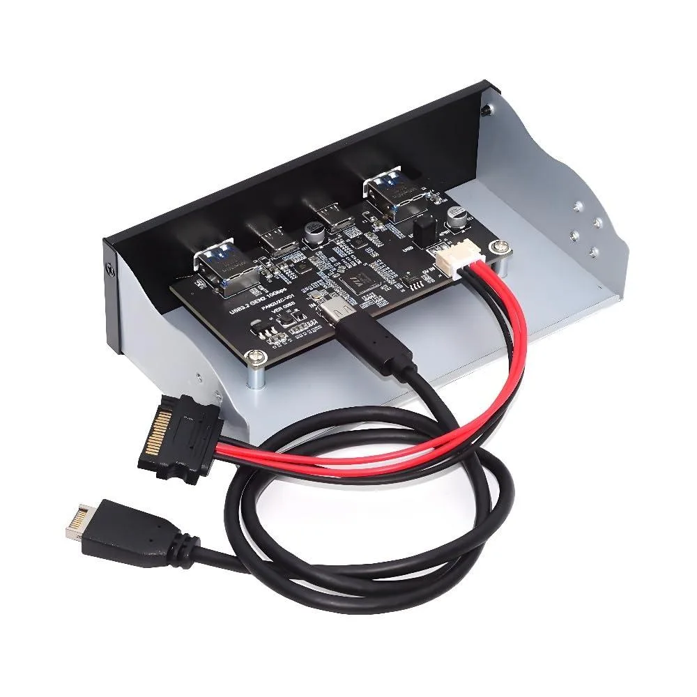 Fervit Fervit 4-Port USB 3.1 Gen 2 Front Panel Hub 2x Type-A 2x Type-C 5.25" Bay — product photo