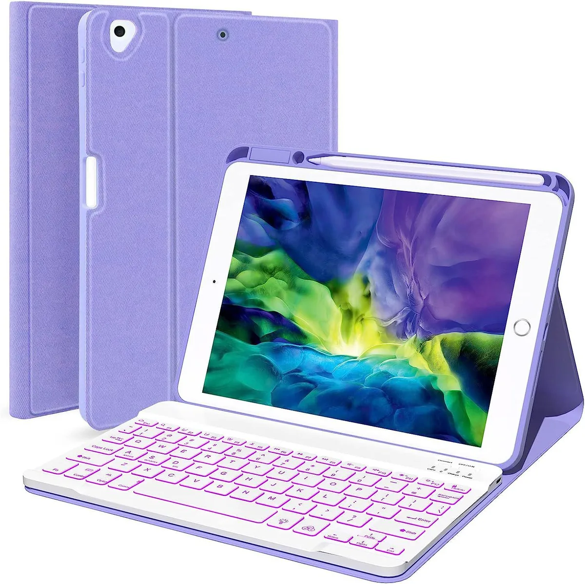 Werleo Werleo A2602 keyboard case for iPad 10.2/10.5 inch backlit 7 colours purple — product photo
