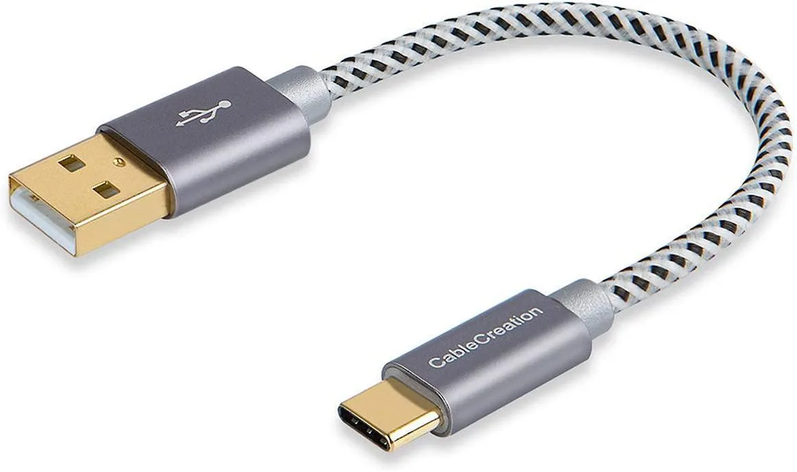 CableCreation CableCreation USB A to USB C cable 0.5 ft braided 3A 480Mbps Gray — product photo