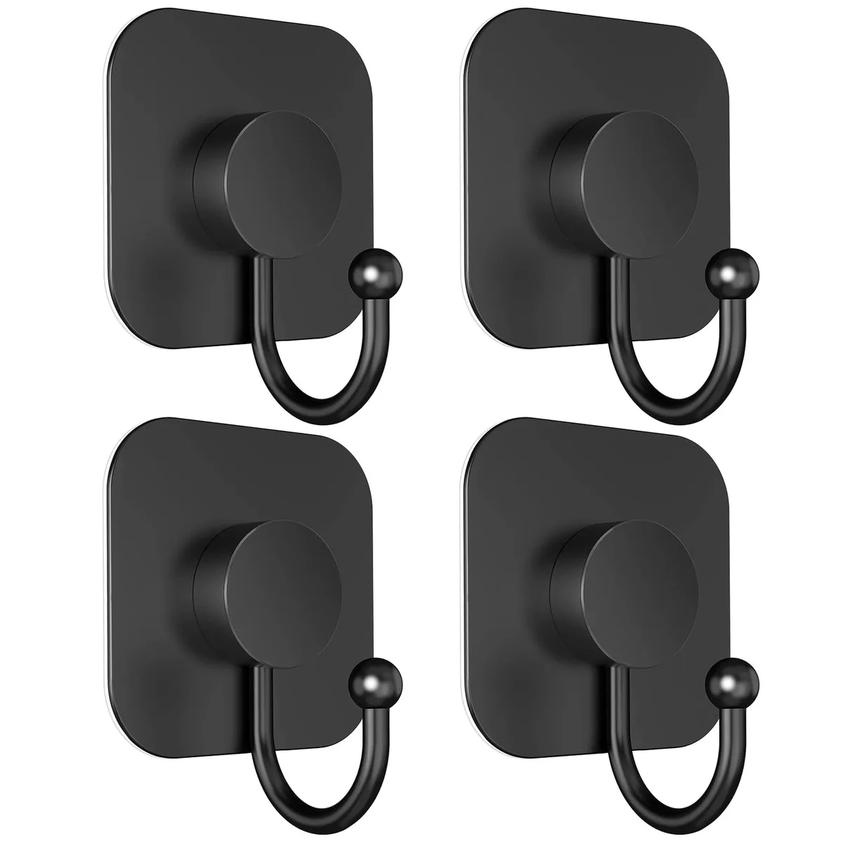 Matte black stainless steel adhesive wall hook 3.3 by 2.7 by 1.7 inches