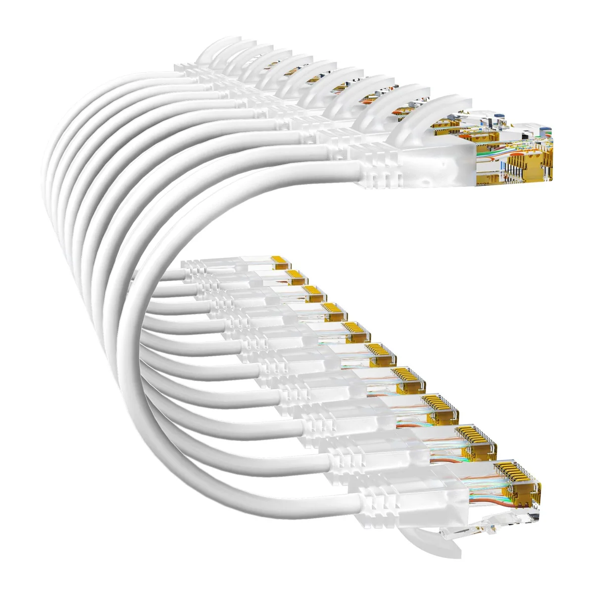 Batianda Batianda 2 in 1 Accessories Cat6a Patch Cable 14ft 10 Pack White — product photo