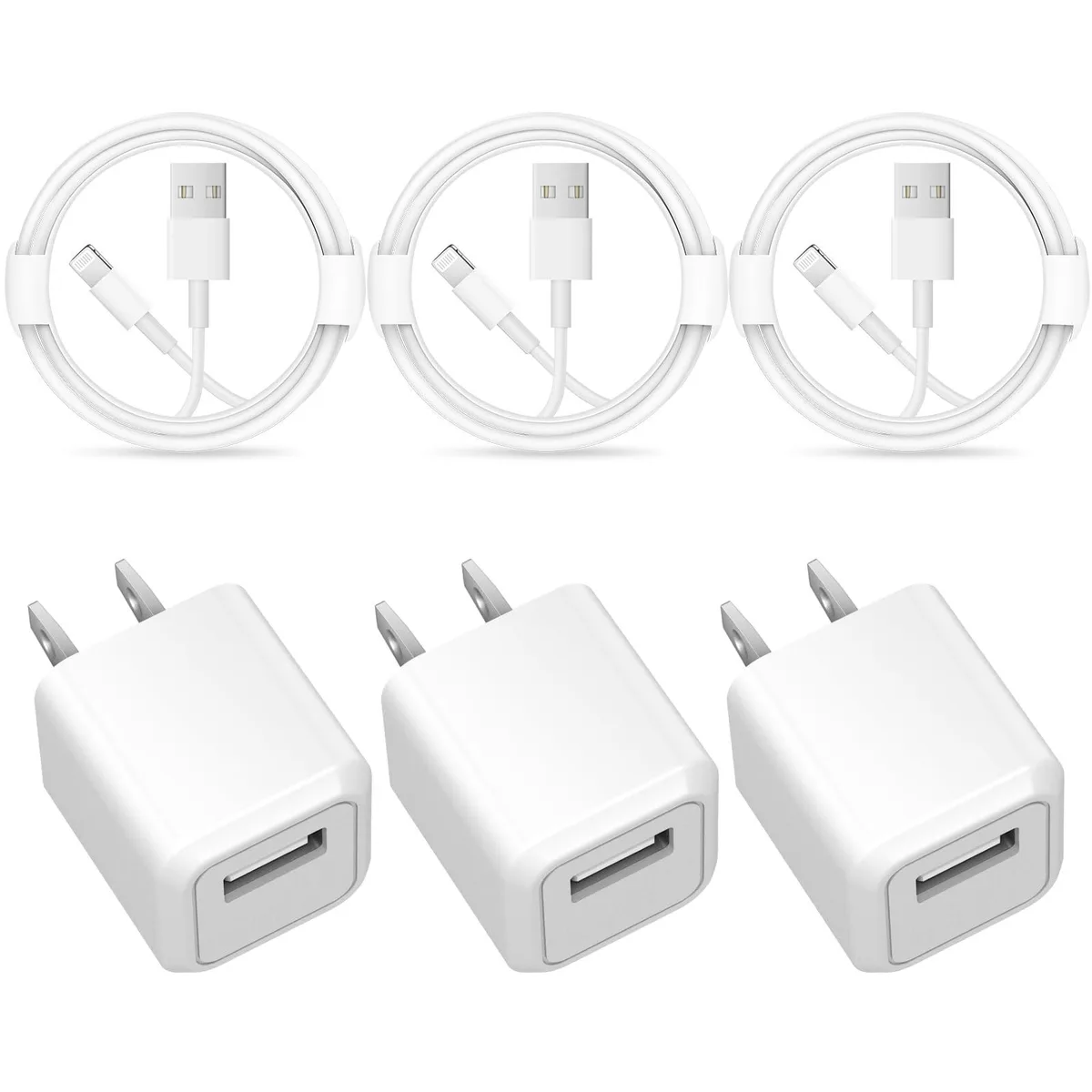 KEHIPI KEHIPI K01 3-pack USB charger 5 W 6 ft cable — product photo