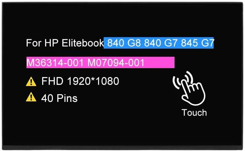 NUOLAISUN NUOLAISUN 14.0" LCD Touch Screen 1920x1080 40-pin 60Hz for HP EliteBook 840 G8 G7 845 G7 — product photo