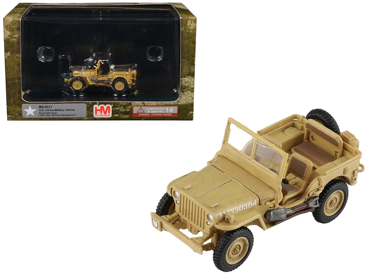 Hobby Master Hobby Master U.S. 1/4 ton Military Vehicle Desert Sand "Montgomery, Sicily" 1/72 Diecast Model 1943 — product photo