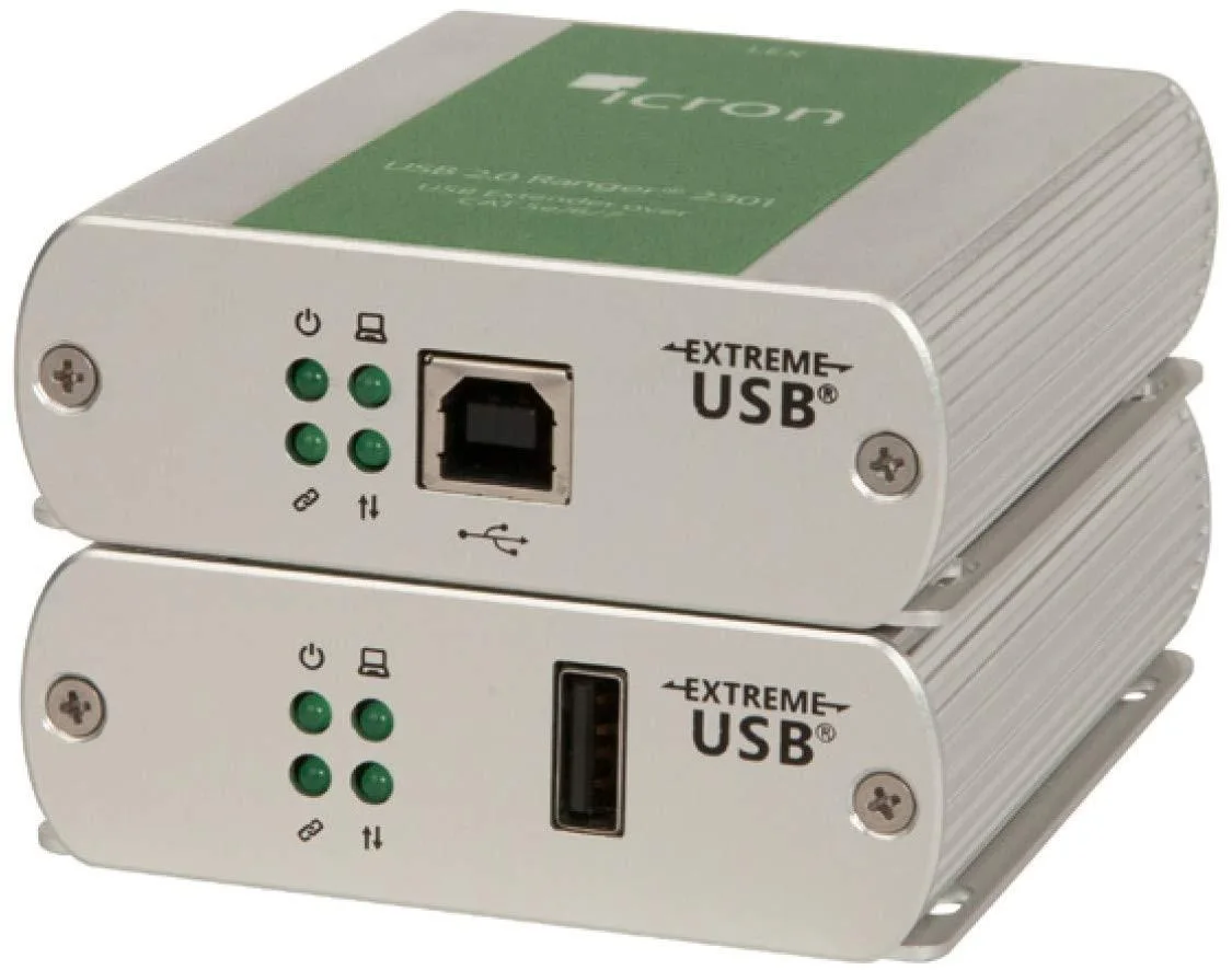 V2 Technologies V2 Technologies 2 in 1 Accessory ICR-2301 USB 2.0 Ranger 2301 Single Port CAT 5e/6/7 100 m Extender — product photo