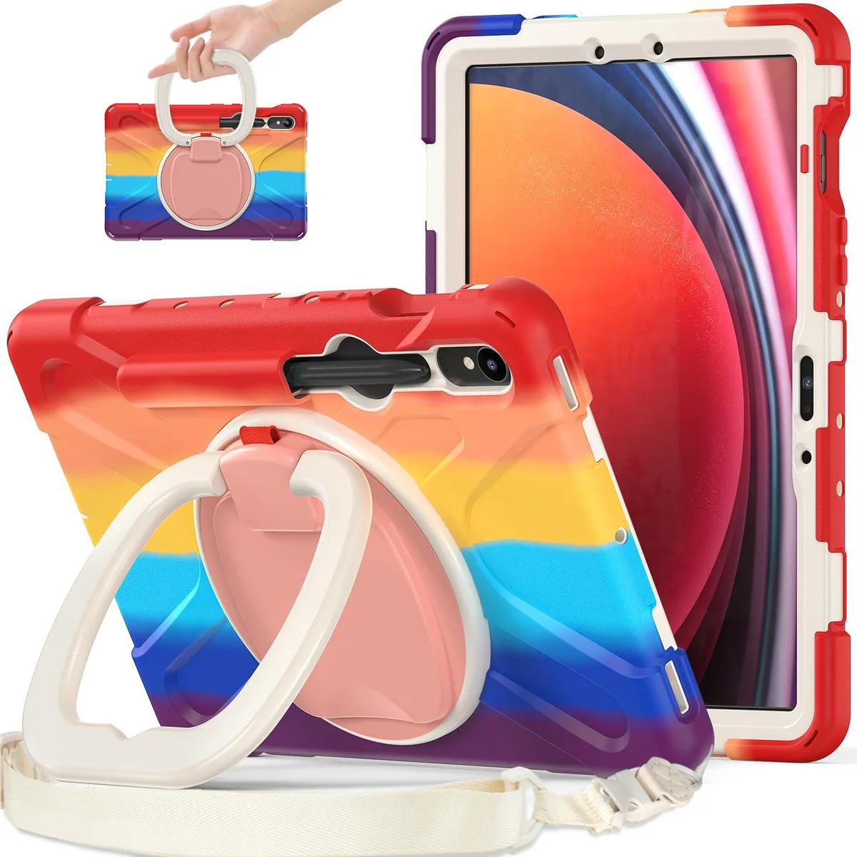 Timoom Timoom Rugged Silicone Case 10.9-11" 360° Kickstand Strap S Pen Holder Colorful red — product photo