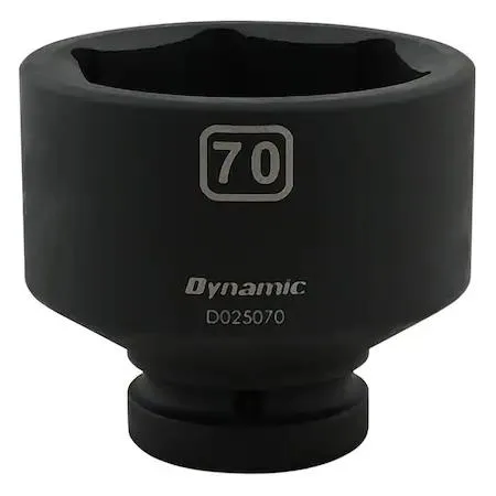 Black phosphate 1-inch drive socket, 70mm, six-point, laser-etched markings
