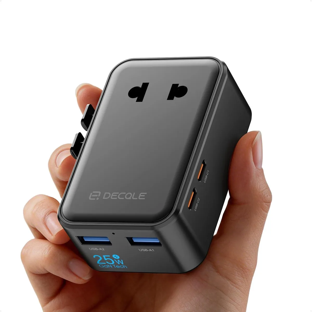  decqle 30012DCR USB Charger 2 USB-C 25W 2 USB-A 18W Black — product photo