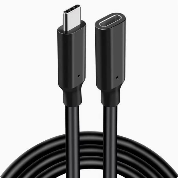 Black USB-C extension cable with female connector