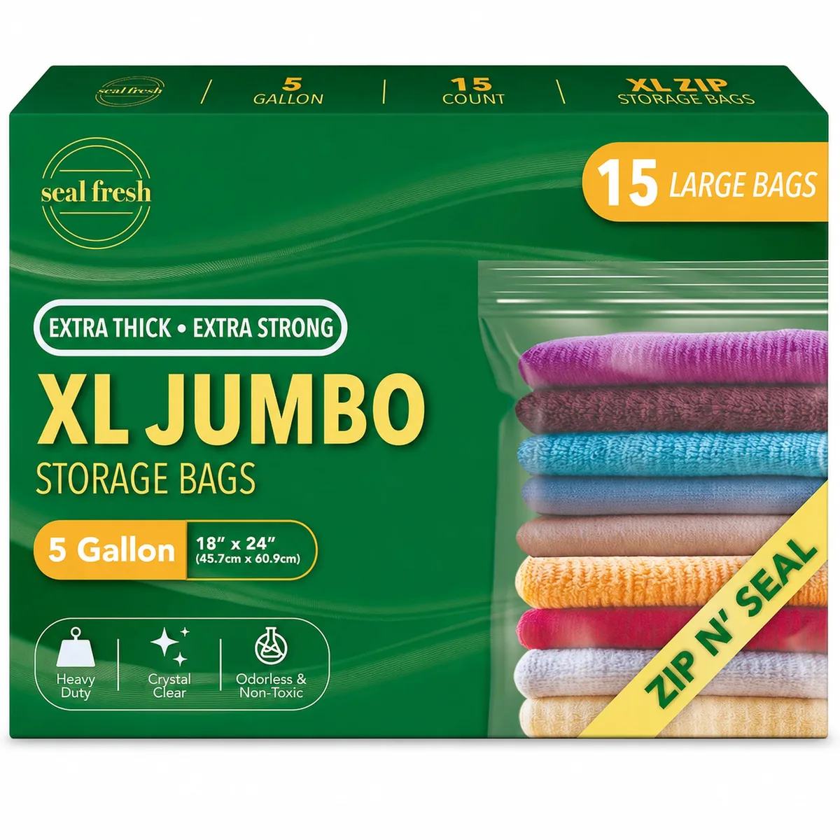  Samsill 5 Gallon Storage Bags 18" x 24" 15 Pack — product photo
