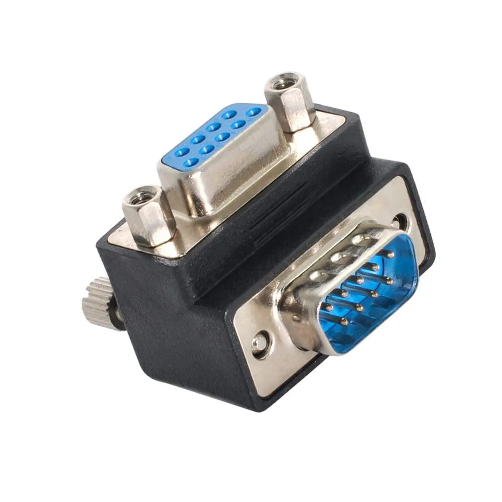 Fervit Fervit Up Angled 90 Degree RS232 D-Sub 9Pin Male Screw to Female Nut Extension Adapter — product photo