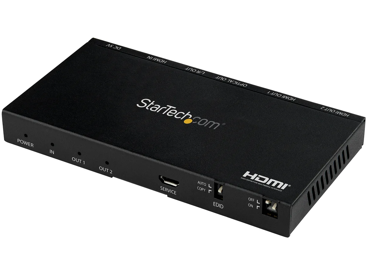 STARTECH STARTECH ST122HD20S 2-port HDMI video splitter 4K 60Hz 18Gbps 7.1 audio — product photo