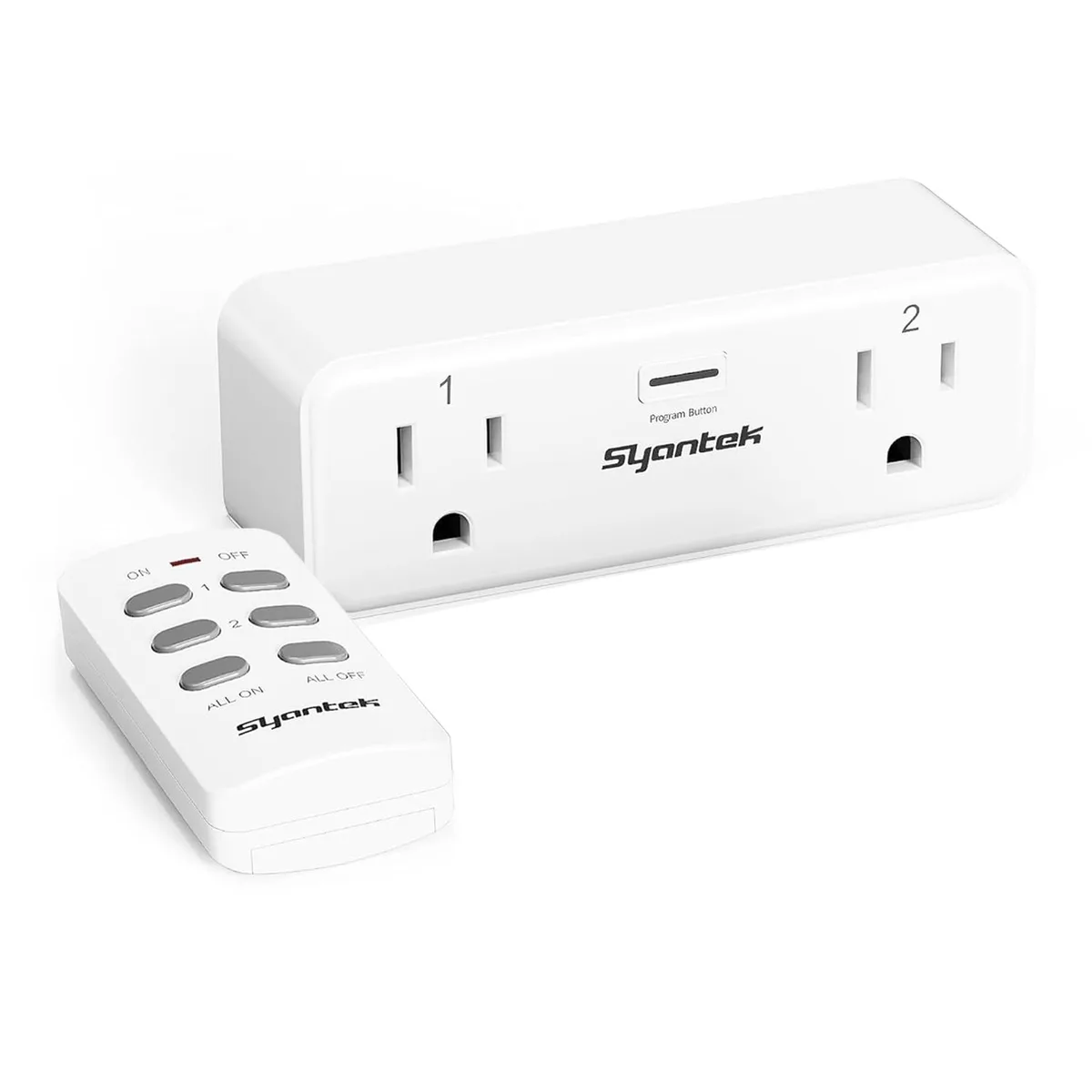TP-LINK Syantek-2 smart plug dual socket 100ft remote 15A 1875W white — product photo