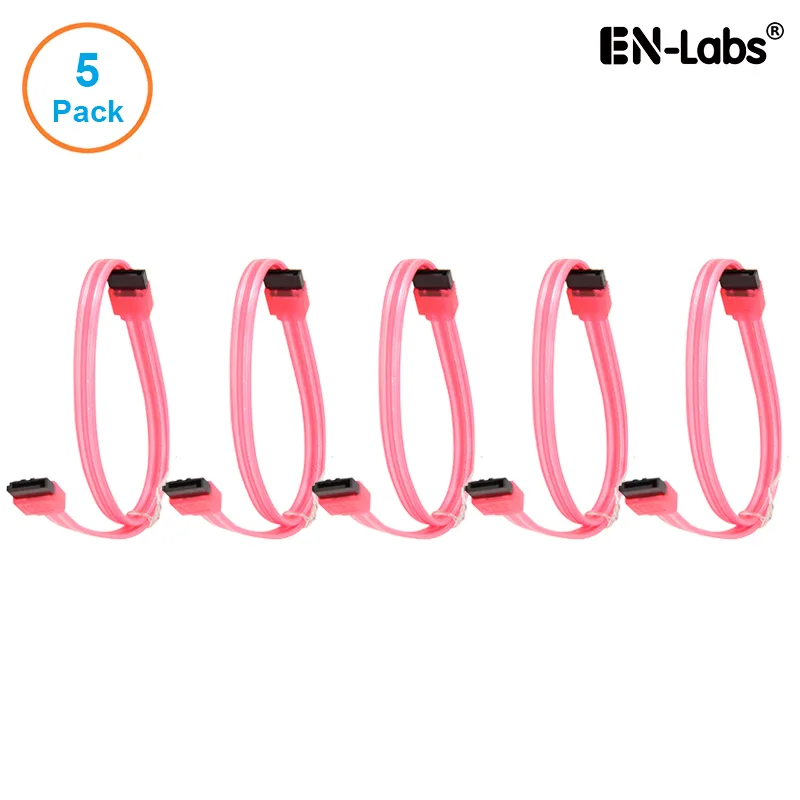 EN-Labs EN-Labs 5PKSATAIII60CMRD 5 Pack SATA 3.0 Cable UV Red 24 inch — product photo