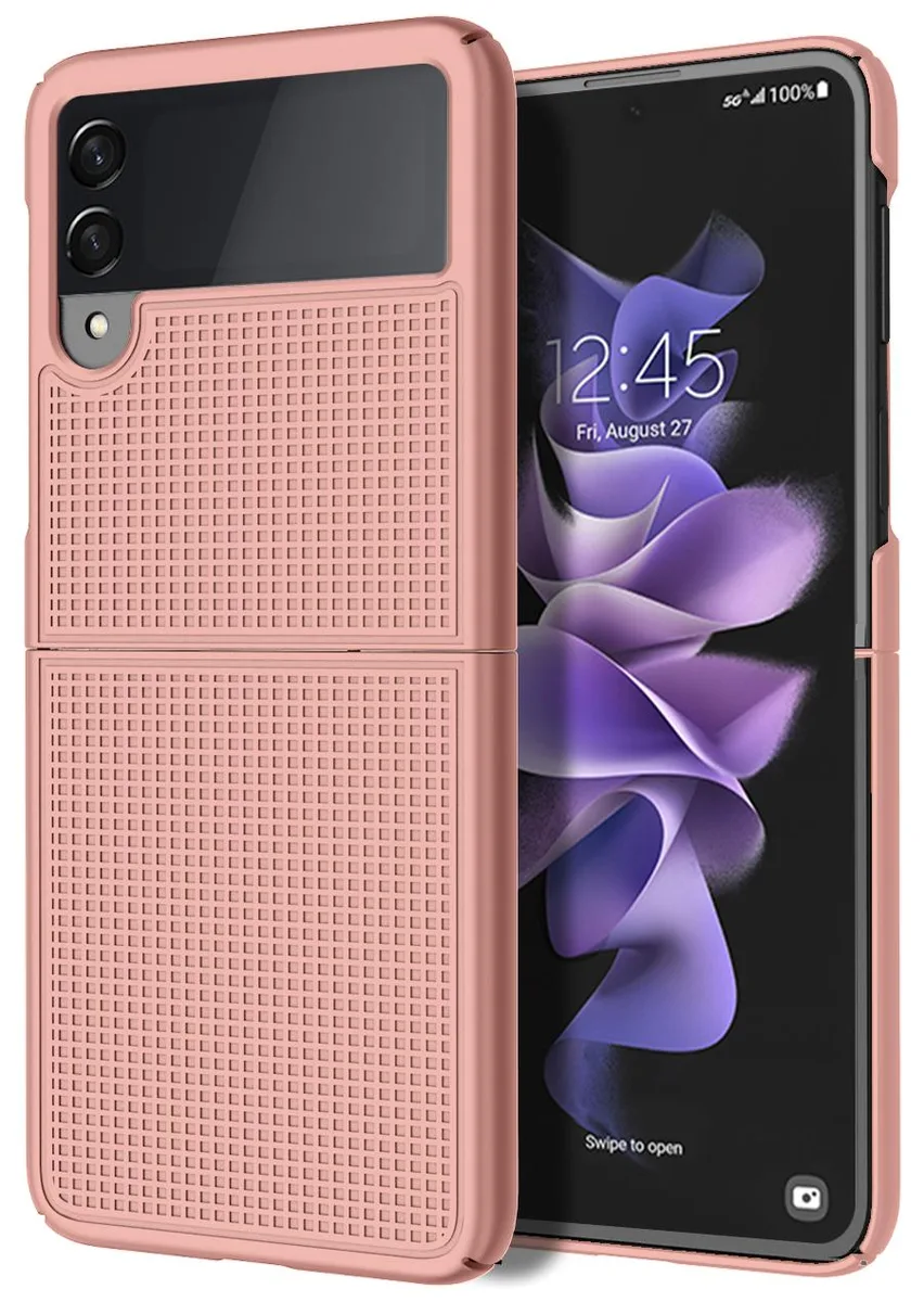 Nakedcellphone Nakedcellphone Textured Grid Case Slim Protective Cover Rose Gold for Samsung Galaxy Z Flip 3 5G — product photo
