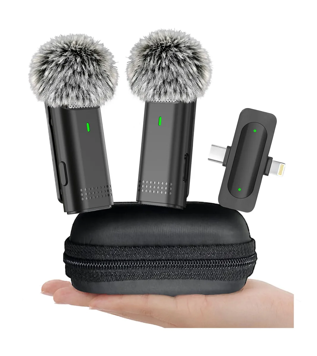 EZColoris Wireless Lavalier Microphone 2-Pack USB-C 65ft 2.4GHz — product photo