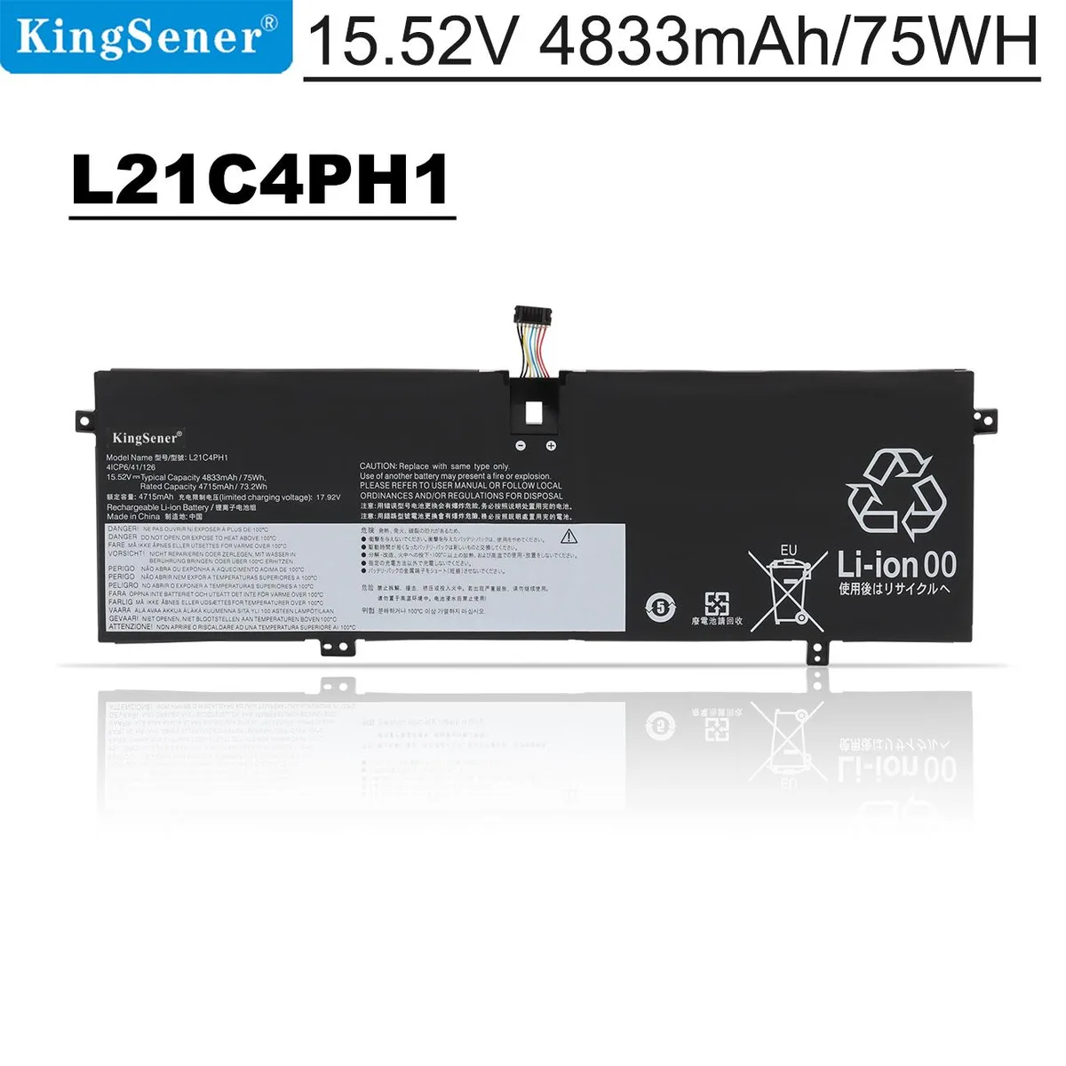 KingSener KingSener L21C4PH1 75WH laptop battery for Lenovo Yoga Slim 9-14IAP7 82T0 82T1 — product photo