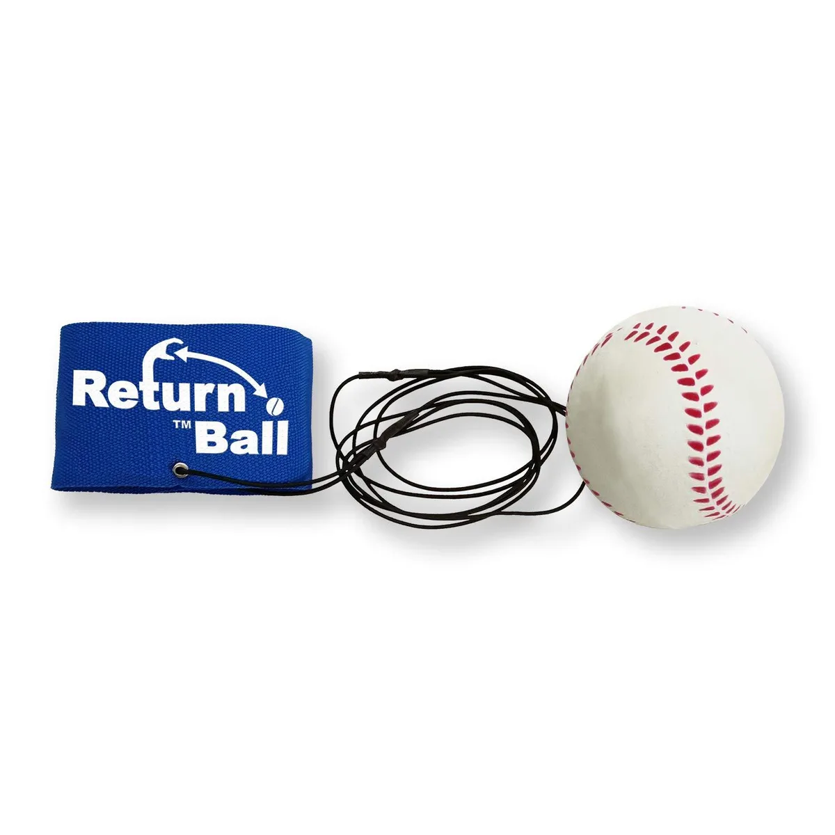Funsparks Return Ball RB1000 2.5 inch rubber baseball with 60 inch elastic cord — product photo