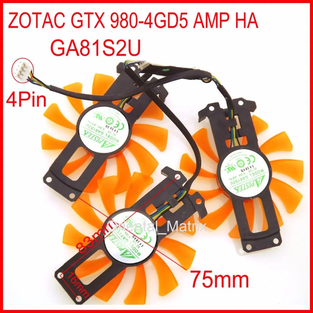 TOPLAB TOPLAB GA81S2U 12V .38A 4Pin VGA Cooling Fan for GTX 980 AMP HA — product photo
