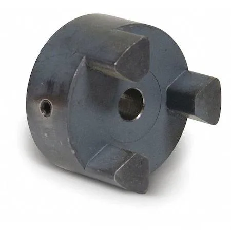 Small cylindrical metal hub with straight jaws and a 7/16 inch bore