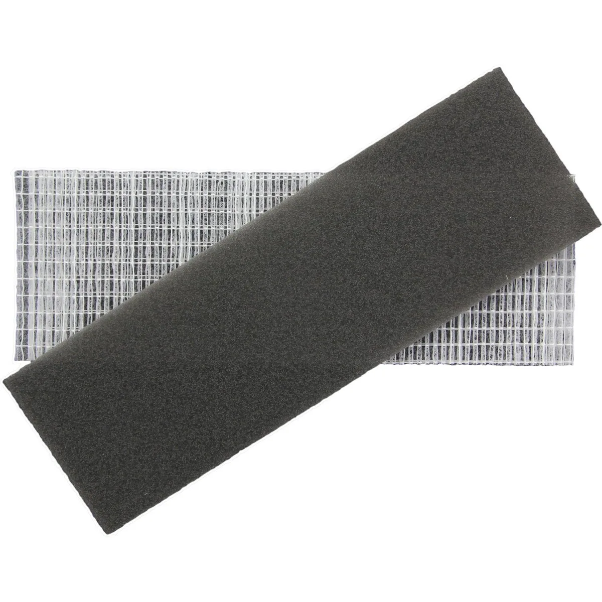 White rectangular air filter with mesh surface and black frame, new condition