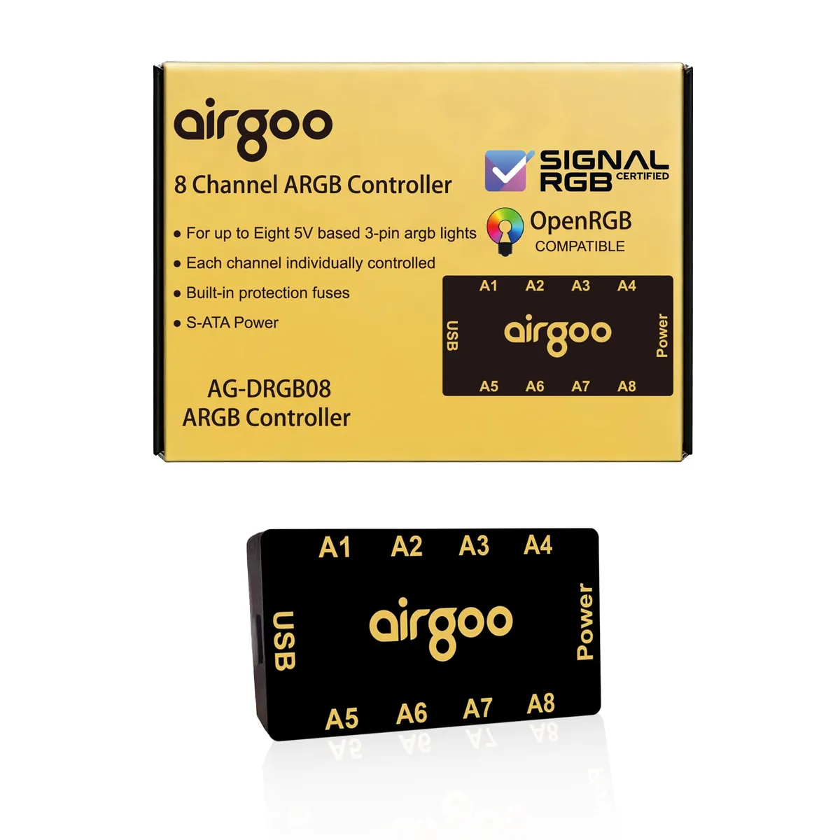 Airgoo Airgoo 8-Port ARGB Controller AG-DRGB08 Magnetic 5V 3-Pin — product photo