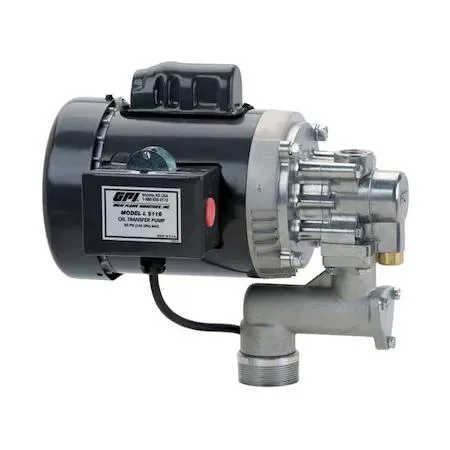 Blue electric oil transfer pump with hose and nozzle